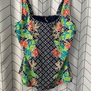 Lands End Women's 16DDD Chlorine Resistant Square Neck Underwire Tankini